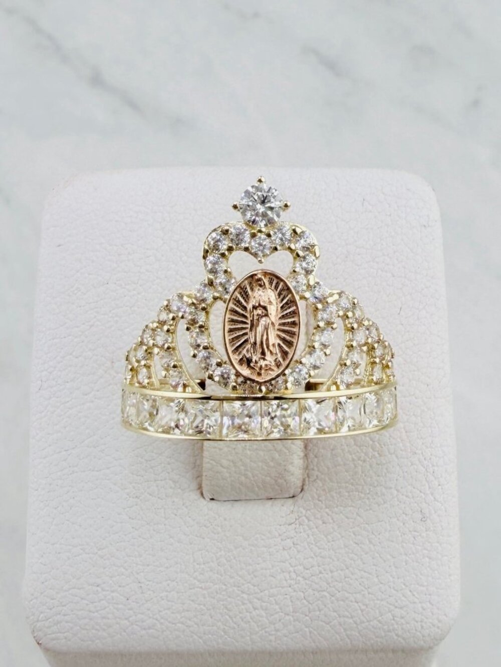 Solid 10K gold ring Our Lady of Guadalupe (Virgin Mary) Crown - Anillo oro